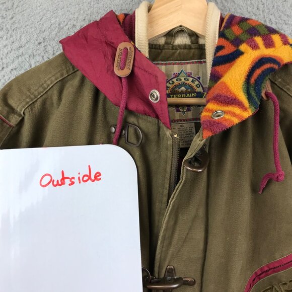 STARTER VINTAGAE‎ 90's Aztec Hood Rugged Forrest Green Thick Jacket Small - Picture 16 of 16